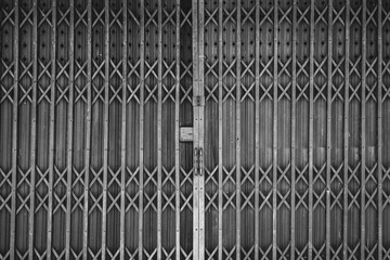 Old-fashioned steel sliding door