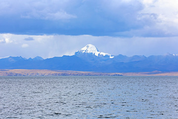 Beautiful Holy Manasarovar Lake  with Mount Kailash