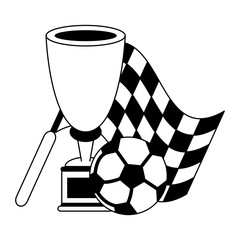 Soccer sport tournamente game cartoons in black and white