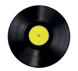 vinyl disc with yellow central label