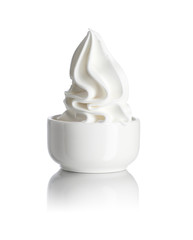 Fototapeta na wymiar white yogurt in a ceramic cup