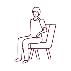 silhouette of man sitting in chair with white background