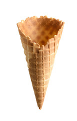 Empty ice cream cone isolated on white background