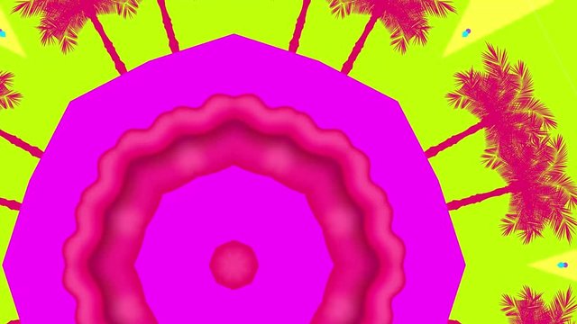 90's and 80`s style vector objects animation. Vector illustration retro background. glasses, palm tree, lemon slice and sexy lips. stock footage