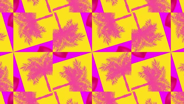 90's and 80`s style vector objects animation. Vector illustration retro background. glasses, palm tree, lemon slice and sexy lips. stock footage