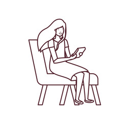 silhouette of woman sitting in chair with smartphone