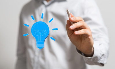 Obraz premium Bright idea in hand concept design art.