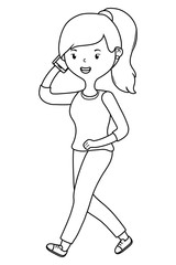 Woman cartoon with smartphone design