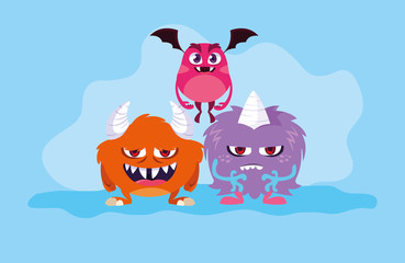 Group of monsters cartoon design