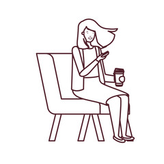silhouette of woman sitting in chair with smartphone