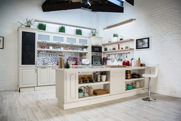 Studio style kitchen, light design, modern style, classic design