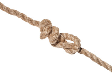 another side of stevedore knot tied on jute rope