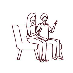 silhouette of couple with sitting in chair on white background