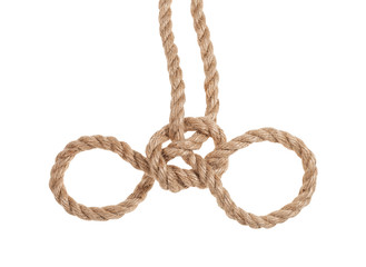 another side of Handcuff knot tied on jute rope