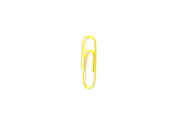 Obraz premium Color paper clip isolated on white background, closeup