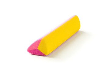 Color rubber eraser isolated on white background, closeup