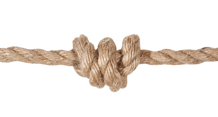 another side of double overhand knot tied on rope