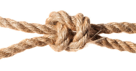 poacher's knot close up on thick jute rope