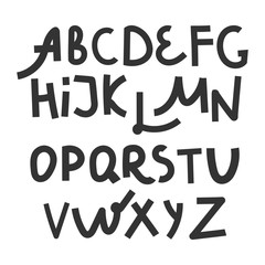 Vector english alphabet; hand drawn, capital letters. Children education. For posters, school projects, scrapbooking