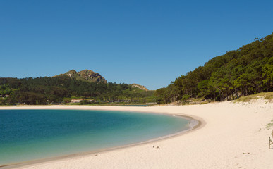 Fototapeta na wymiar Beach landscape, Beach of Rodas, Cies Islands. Vigo, Galicia, Spain.
