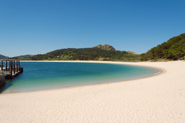 Beach landscape, Beach of Rodas, Cies Islands. Vigo, Galicia, Spain.