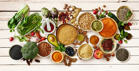 Panorama banner healthy vegetarian diet concept