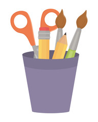 Paint brush scissor and pencil design