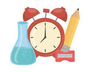 Clock and school supplies design