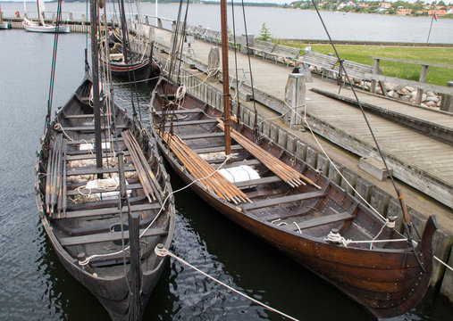 Viking Ships on Display at the Viking Ship Museum in Roskilde, Denmark