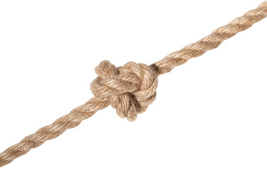 ashley's stopper knot tied on jute rope isolated