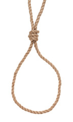 slip noose with gallows knot tied on jute rope
