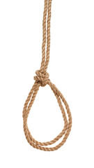 double running knot tied on thick jute rope