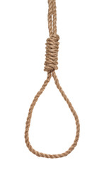 another side of hangman's knot tied on jute rope