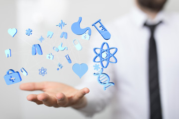 working on a virtual screen. medical technology concept