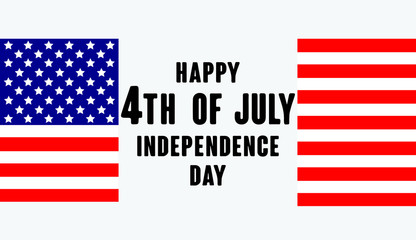Happy 4th of July Independence day USA  handwritten phrase with American flag on white background. Celebration lettering illustration. Vector illustration.