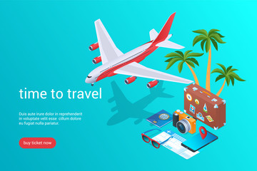 Time to travel isometric icons