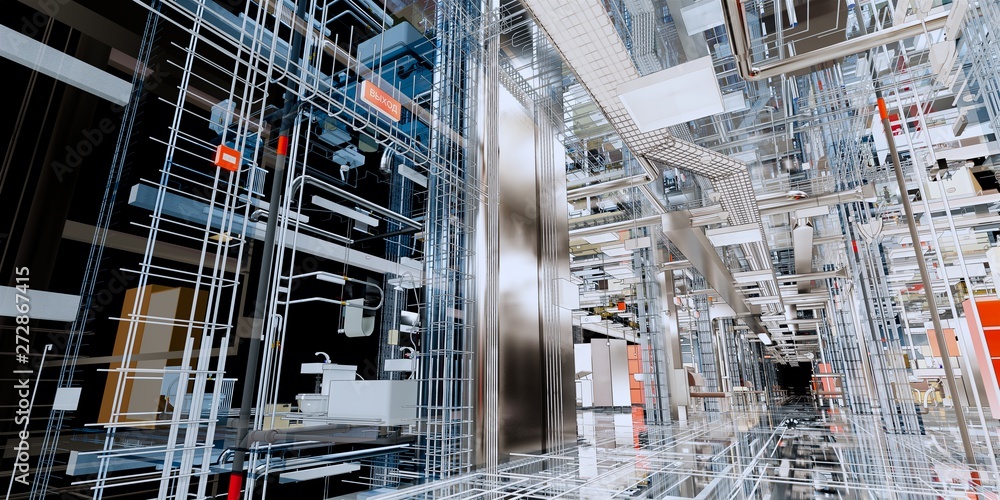 Aufkleber visualization of the concept of bim model utilities of the building