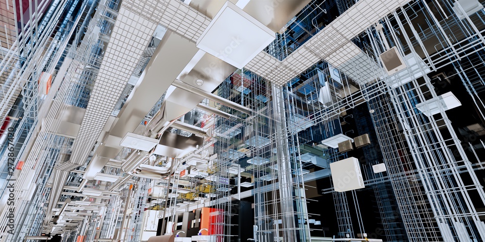 Aufkleber visualization of the concept of bim model utilities of the building