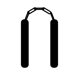 Black nunchaku silhouette on white background