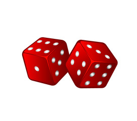 Hand darwn dice isolated on white background. Fortune logotype, badge, poster, logo, tag for casino.  Vector illustration