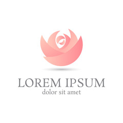 orange pink curve rose vector logo design template, beauty icon, floral abstract sign, vector illustration