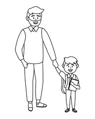 Boy kid of school with father design vector illustrator
