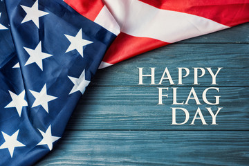Fototapeta na wymiar american flag and text - happy flag day