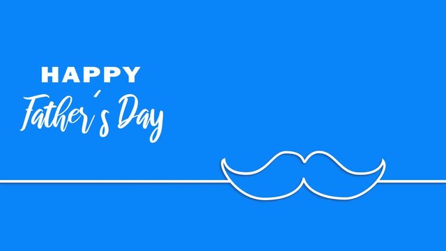 Masculine Happy Fathers Day moustache card greeting flat animation
