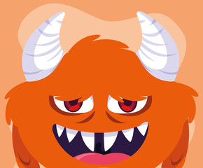 Orange monster cartoon design icon vector ilustration