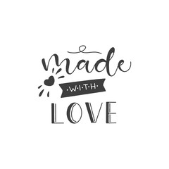 Lettering with phrase Made with love. Vector illustration.