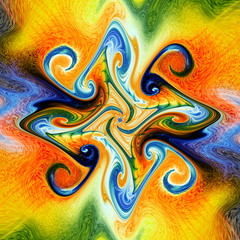 Colorful swirly fractal in bright intense colors