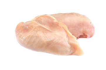 chicken fillet isolated on white background. Close-up.