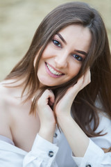 Beautiful Woman Face Portrait Beauty Skin Care Concept. Fashion Beauty Model Beauty portrait of female face with natural skin.