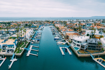 Fototapeta na wymiar Aerial view of boats and coastline